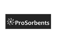 ProSorbents logo in white on a black rectangular background with a swirl icon