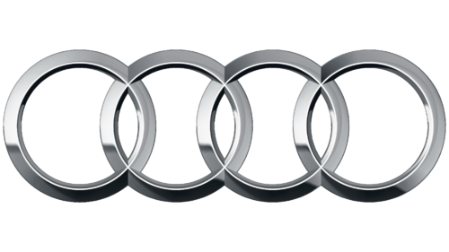 A close up of the audi logo on a white background.