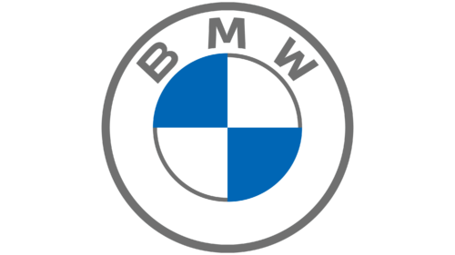 The bmw logo is blue and white in a circle on a white background.