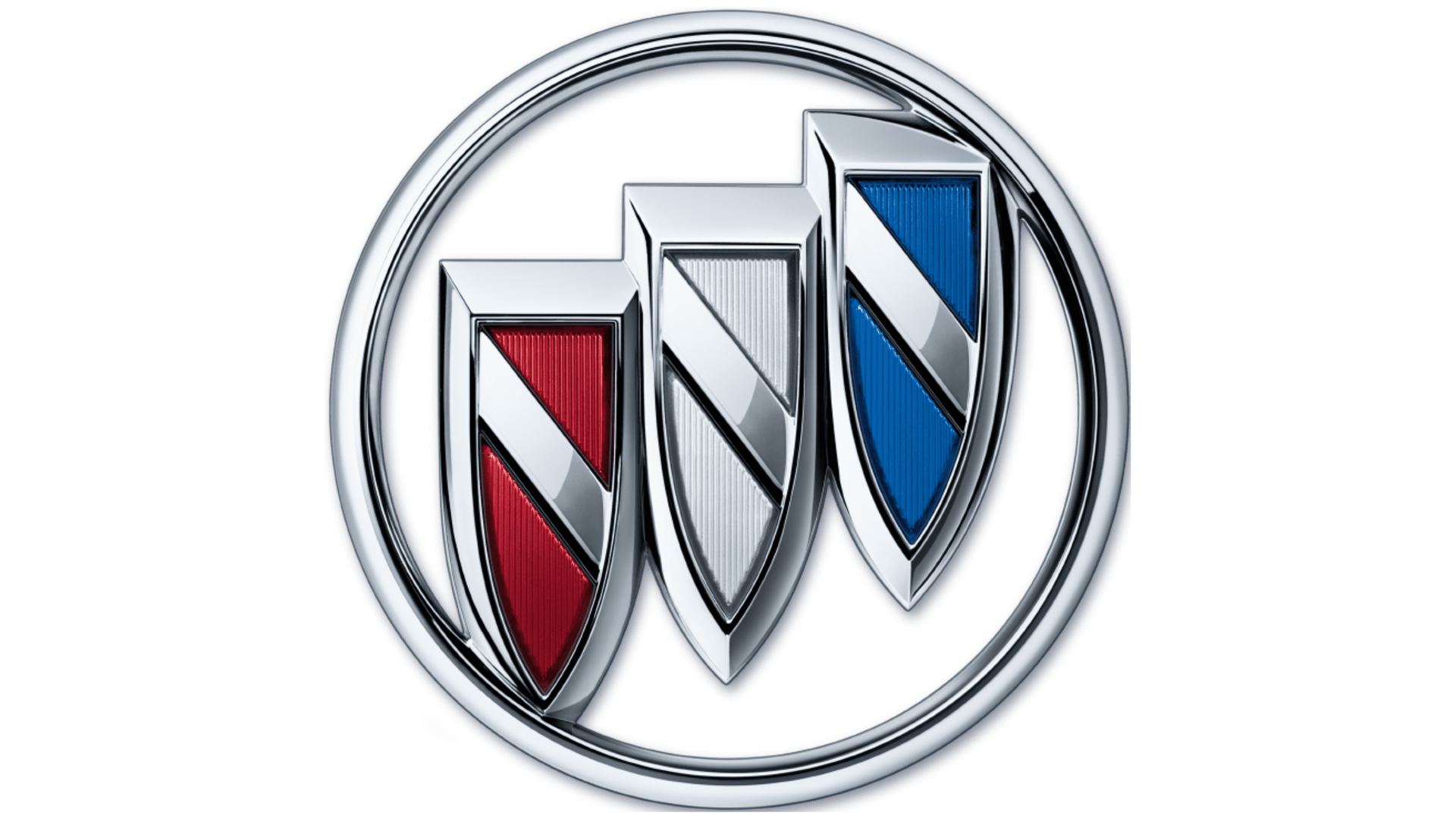 A buick logo with three shields in a circle