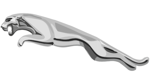 A silver jaguar logo is shown on a white background.