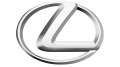 A close up of a lexus logo on a white background.
