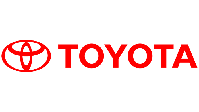 The toyota logo is red and white on a white background.