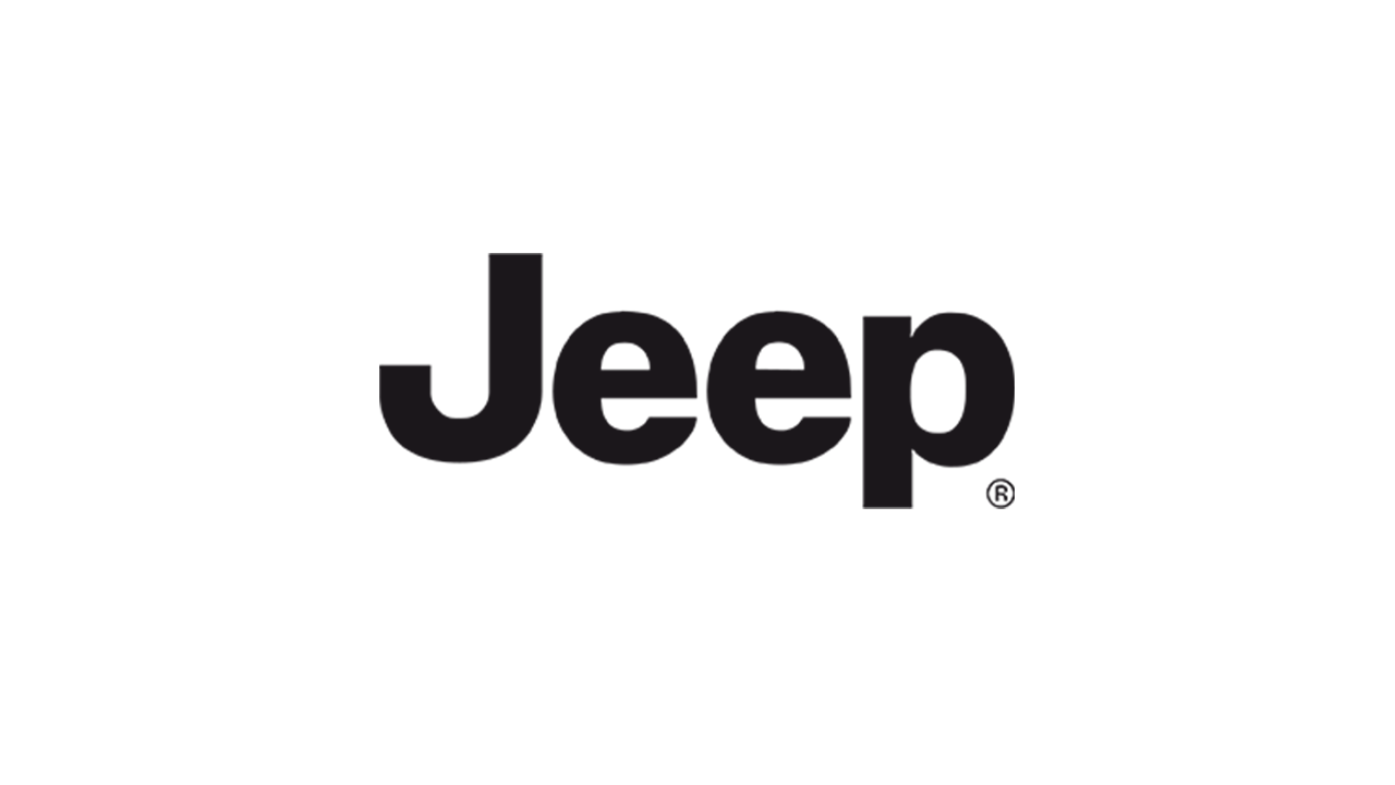 A black and white jeep logo on a white background.