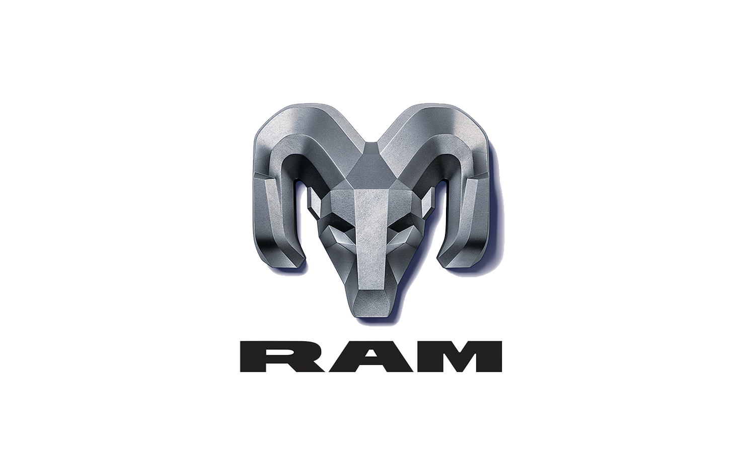 A ram logo with a ram head on a white background.