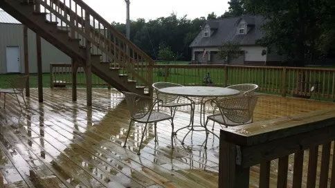 Wooden stairs and floor.
