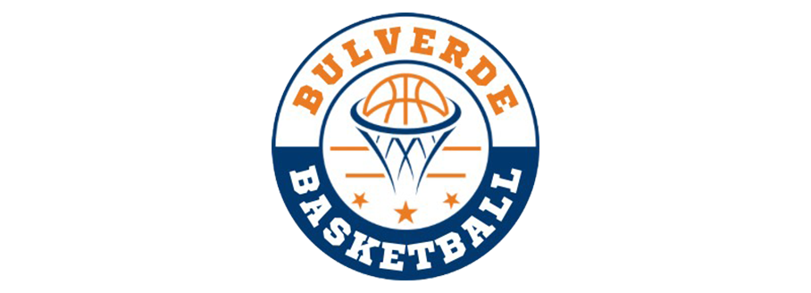 Bulverde Basketball logo with orange basketball and navy text on white background