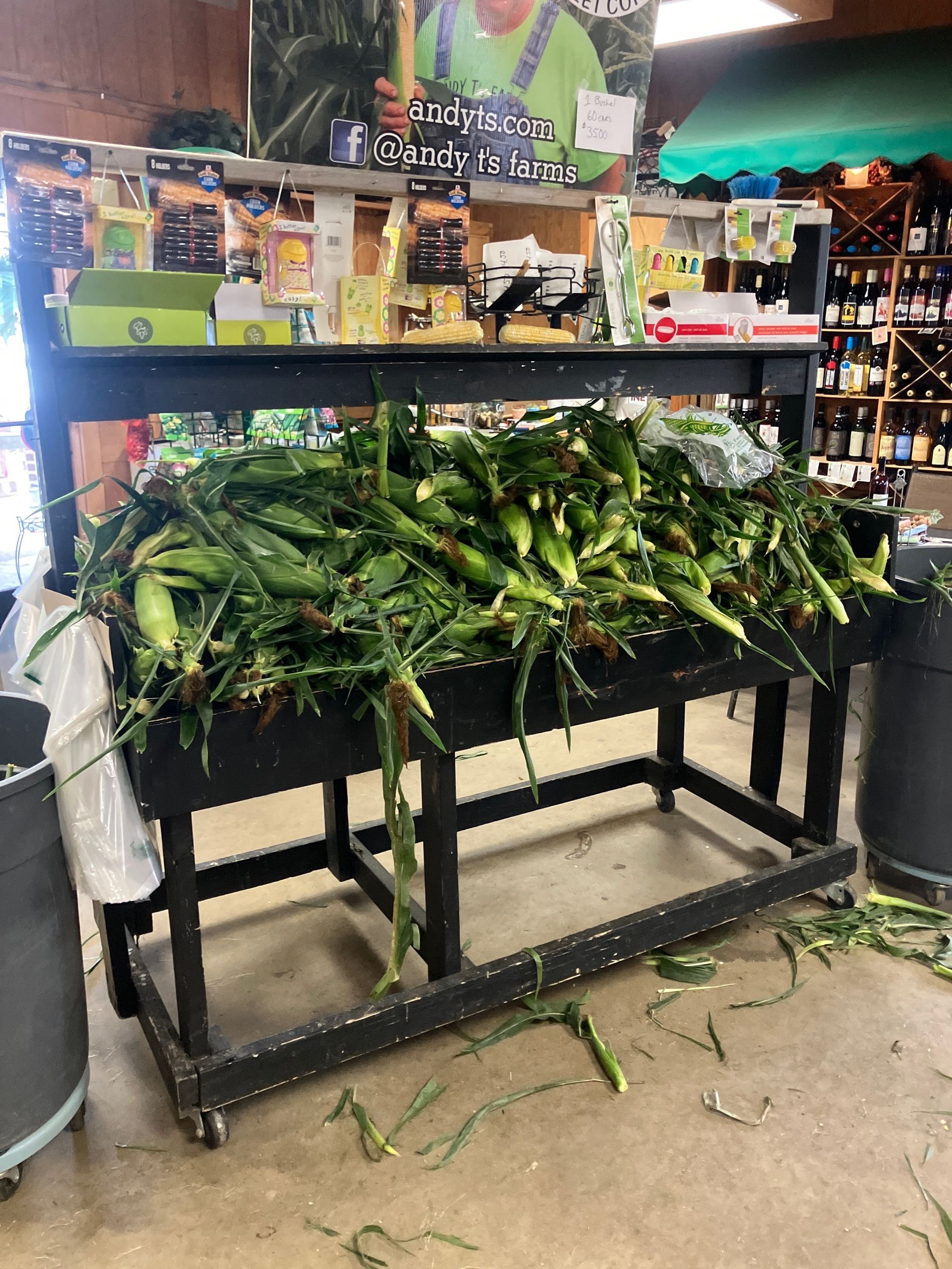 A display of corn on the cob in a grocery store