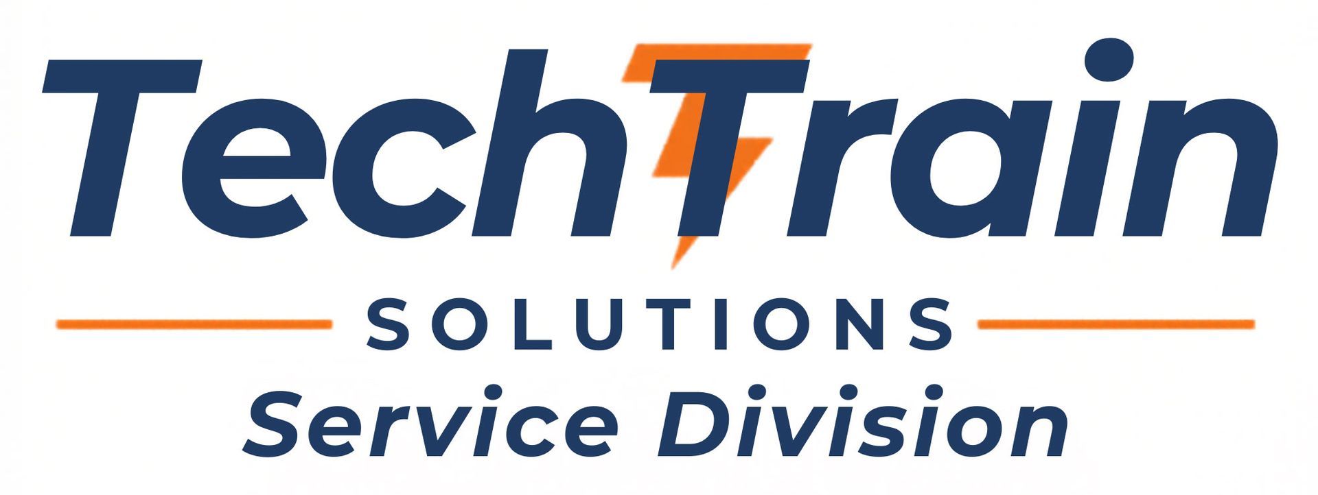 TechTrain Solutions Service Division logo in navy and orange text with horizontal lines