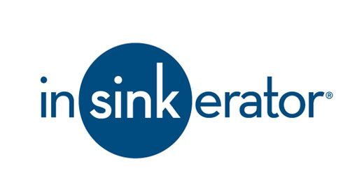 Insinkerator logo in blue lowercase text with a blue circle behind “sink”