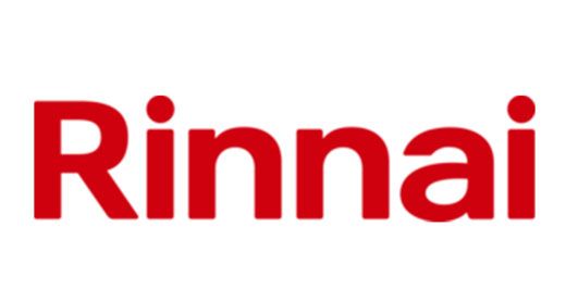 Red Rinnai logo on a white background