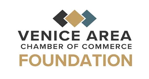 Venice Area Chamber of Commerce Foundation logo in black, gold, and teal text with diamond icons