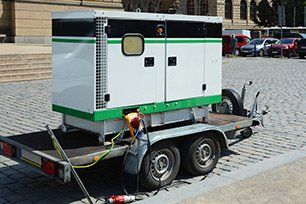 Rented generator parked in the street