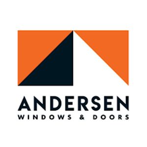 Andersen Windows & Doors logo with orange and navy geometric shapes