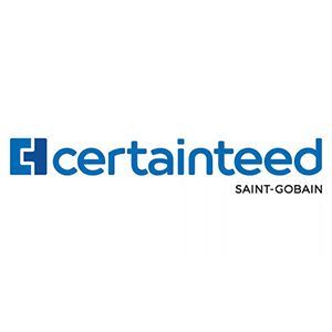 Certaintyed logo in blue and black with Saint-Gobain text on a white background