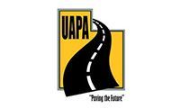 Logo for UAPA, a road paving organization, features a black road on a yellow background, and the slogan 