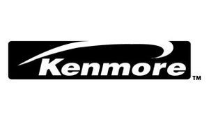 Kenmore logo: Black rectangle with white curved line and