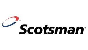 Scotsman logo with a red and blue elliptical design above the black word