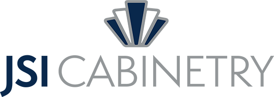 A blue and white logo for jsi cabinetry