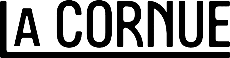 The word cornue is written in black letters on a white background.