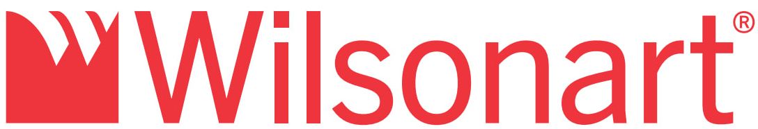 A red wilsonart logo on a white background