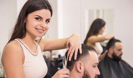 stylist cutting hair