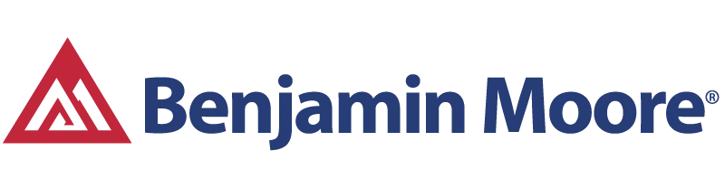 A benjamin moore logo with a red triangle on a white background.