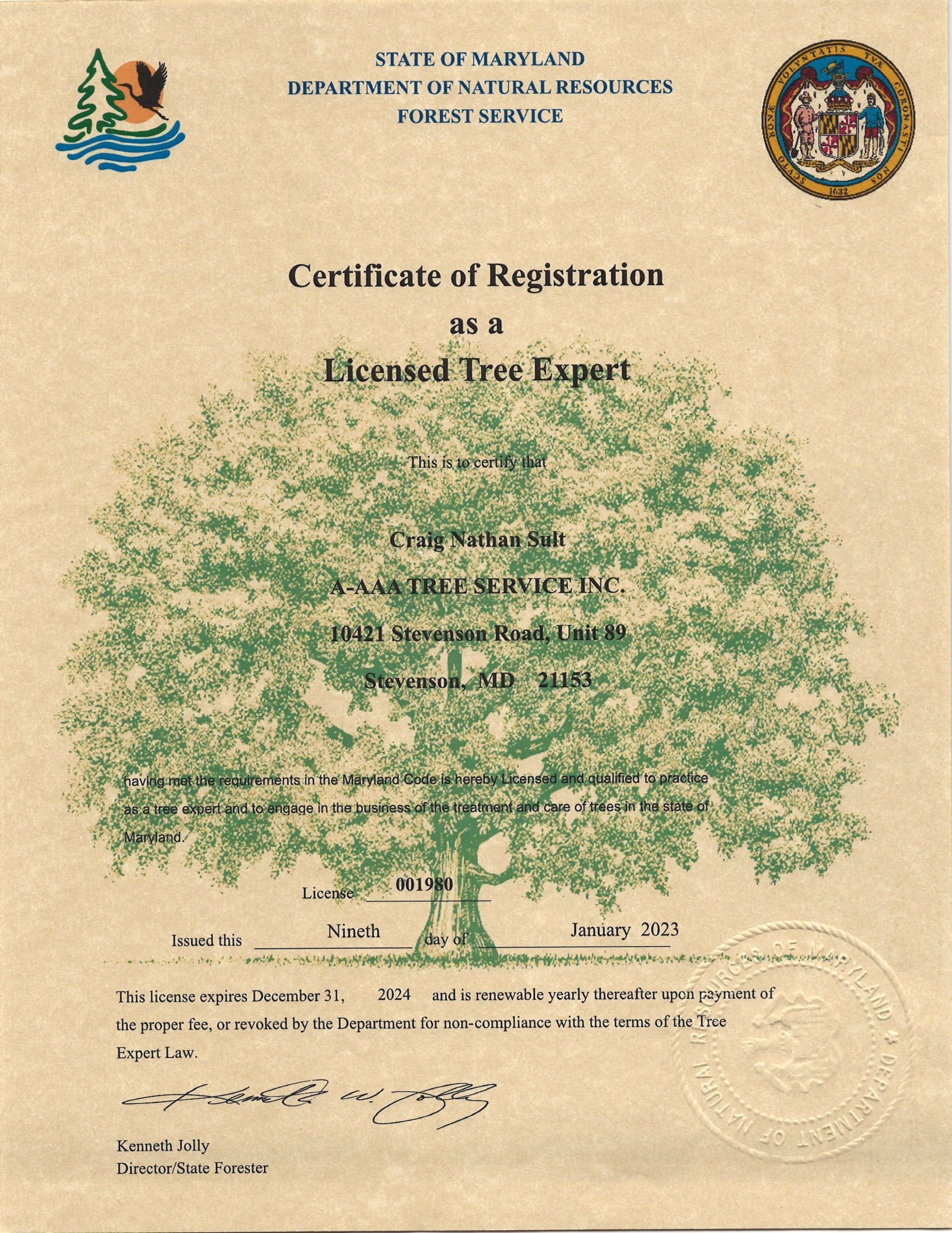 Craig NathanSult - Certificate of Registration