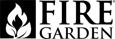 A black and white logo for Fire Garden.