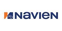 Navien logo in blue with an orange icon on a white background