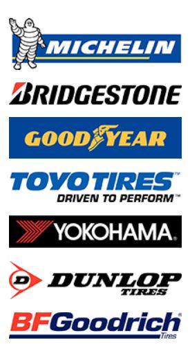 Michelin, Bridgestone, Good Year, Toyo Tires, Yokohama, Dunlop Tires, BFGoodrich