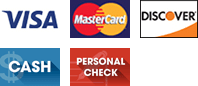 Visa, MasterCard, Discover, Cash, Personal Check