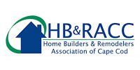 Logo for HB&RACC, Home Builders & Remodelers Association of Cape Cod, featuring a blue house in a green oval.