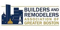 Logo for Builders and Remodelers Association of Greater Boston, featuring a blue skyline with gold and white accents.