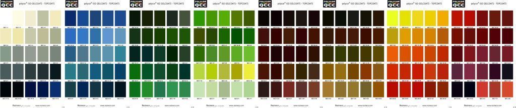 Color palette showing a range of shades from green to red.