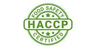 Green HACCP food safety certified stamp.