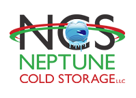 Logo: "NCS" with a melting ice sphere and concentric green and red rings; "NEPTUNE COLD STORAGE LLC" text below.
