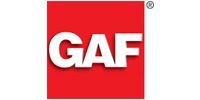 GAF logo in white letters on a red square background
