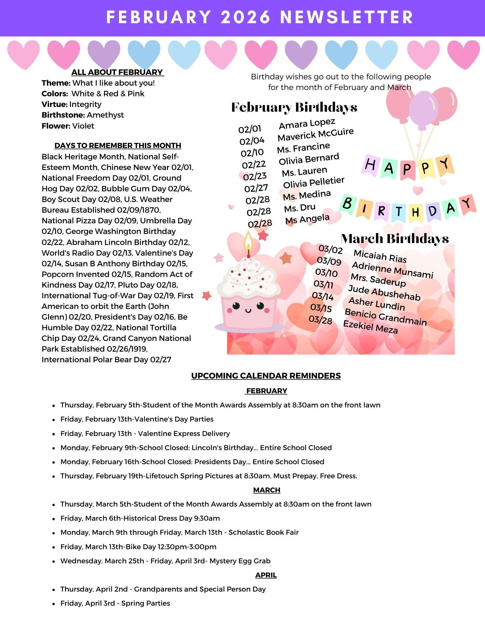 The Palm Desert Learning Tree Center May 2024 Lunch Menu
