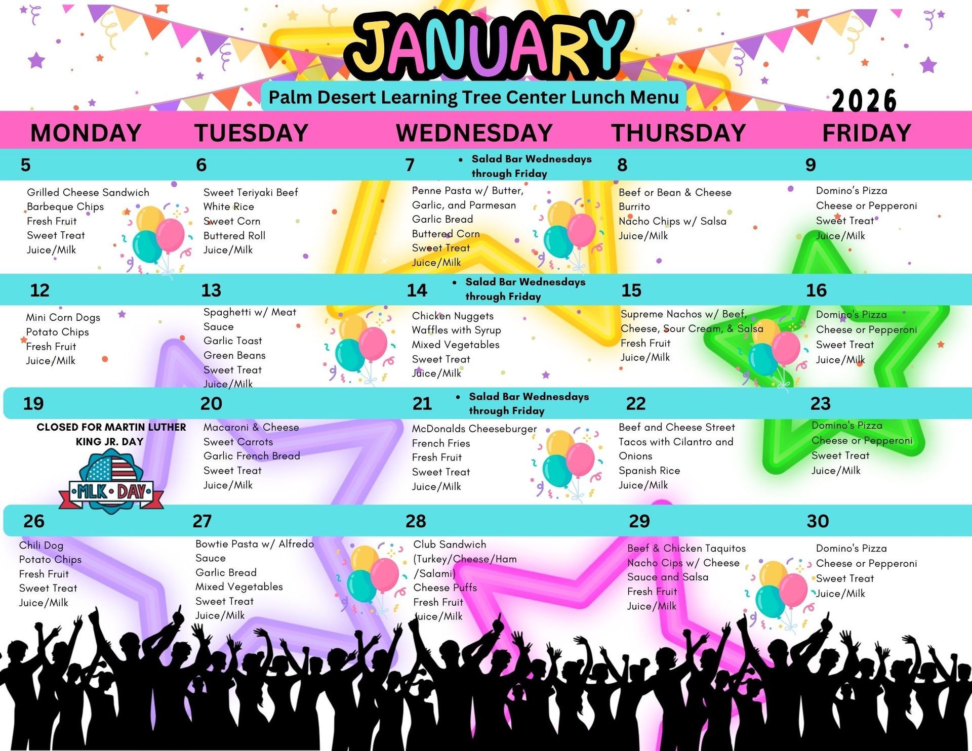 The Palm Desert Learning Tree Center May 2024 Lunch Menu