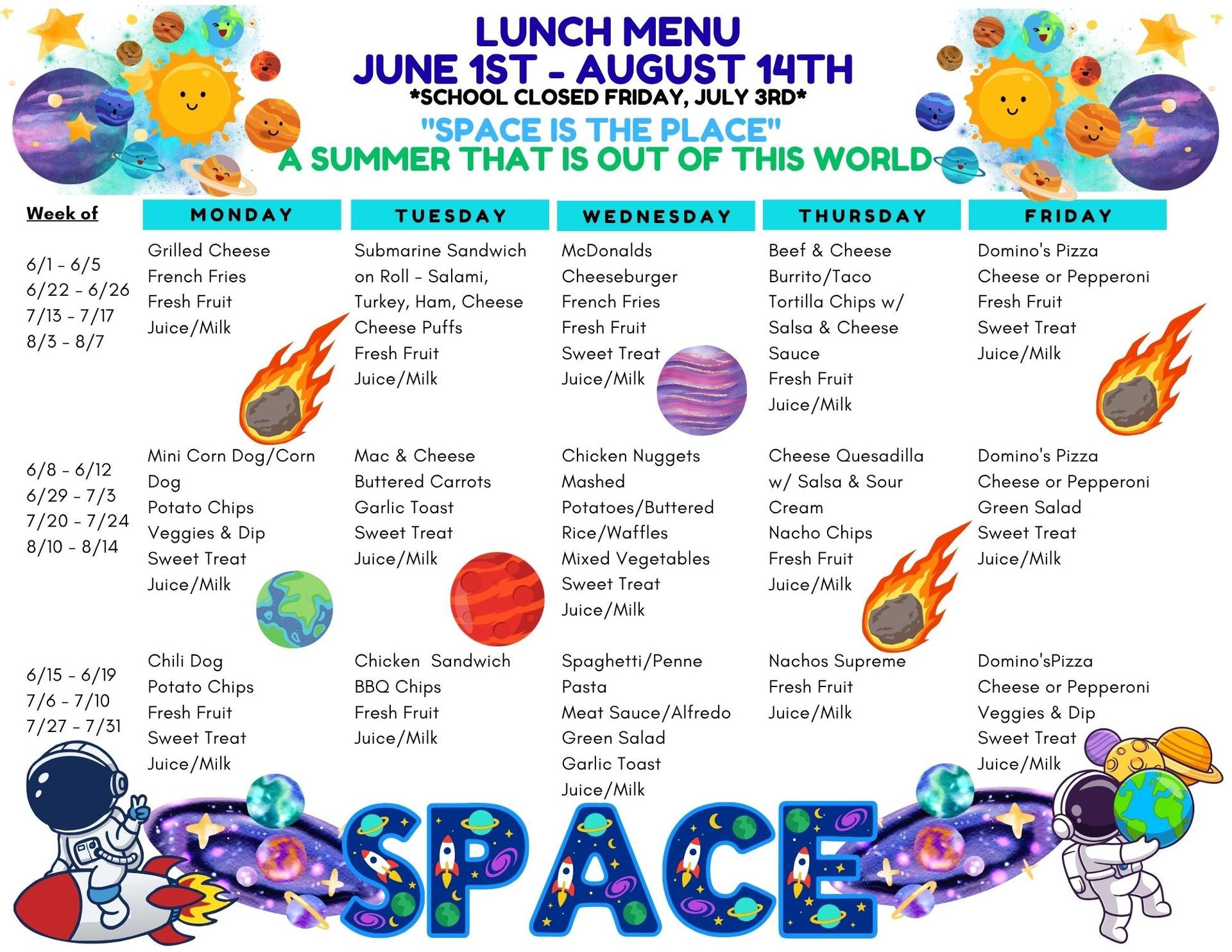 The Palm Desert Learning Tree Center May 2024 Lunch Menu