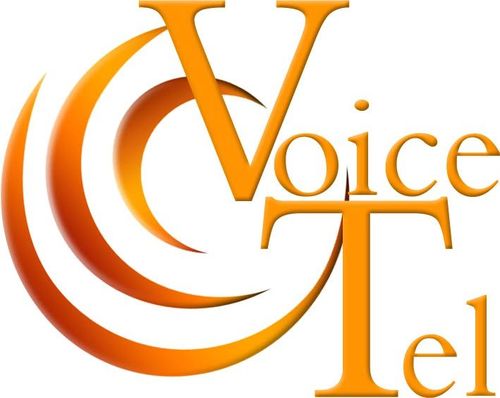 Orange “Voice Tel” logo with stylized C and VT lettering