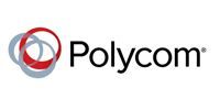 Polycom logo with red and gray circular icon and black text