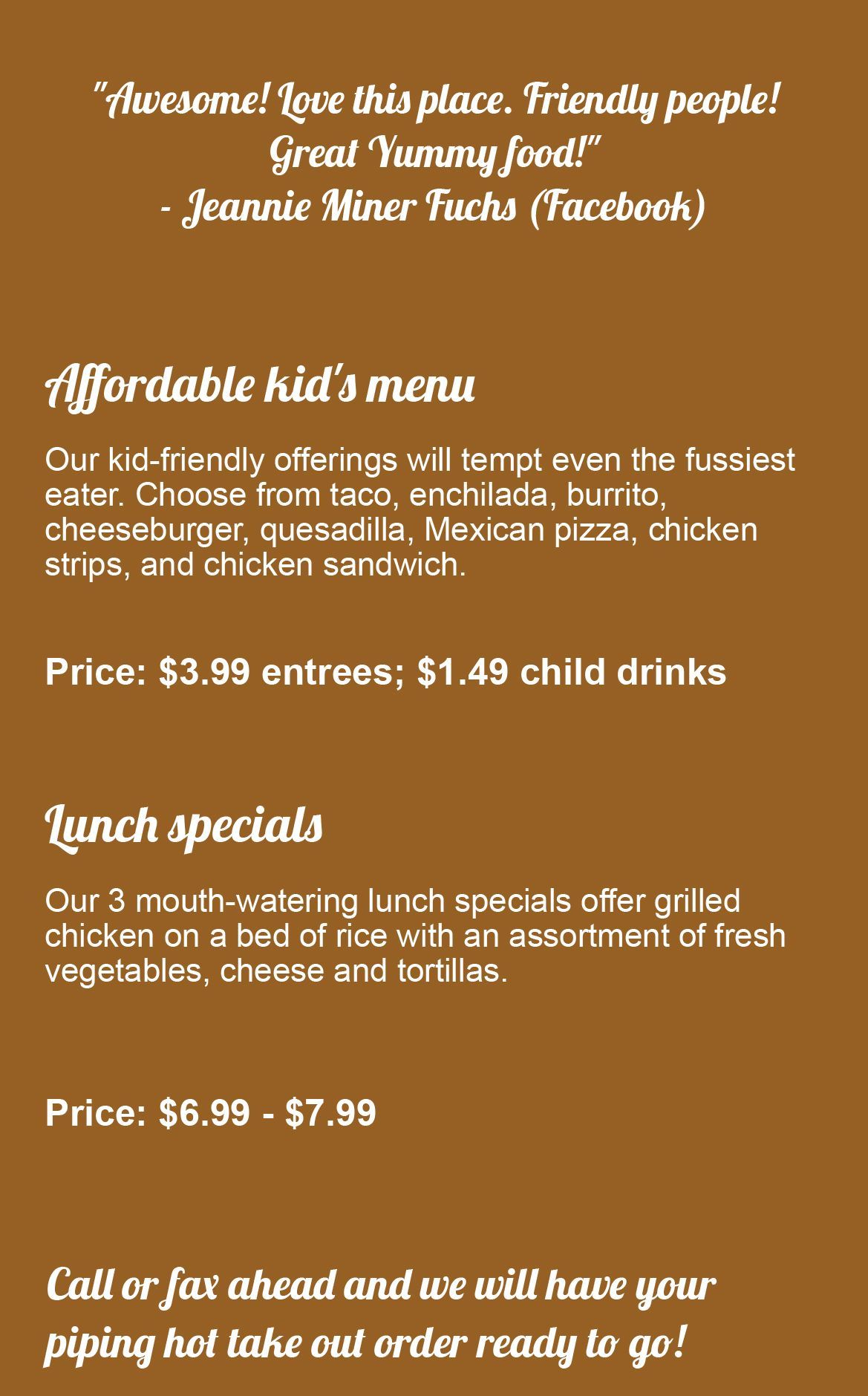 Kid's Menu