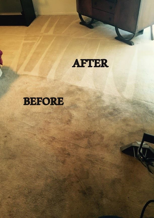 Carpet cleaning comparison: Before and after, showing a visibly cleaner area with light beige fibers.