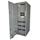 Electrical cabinet with open door, containing breakers and other components.