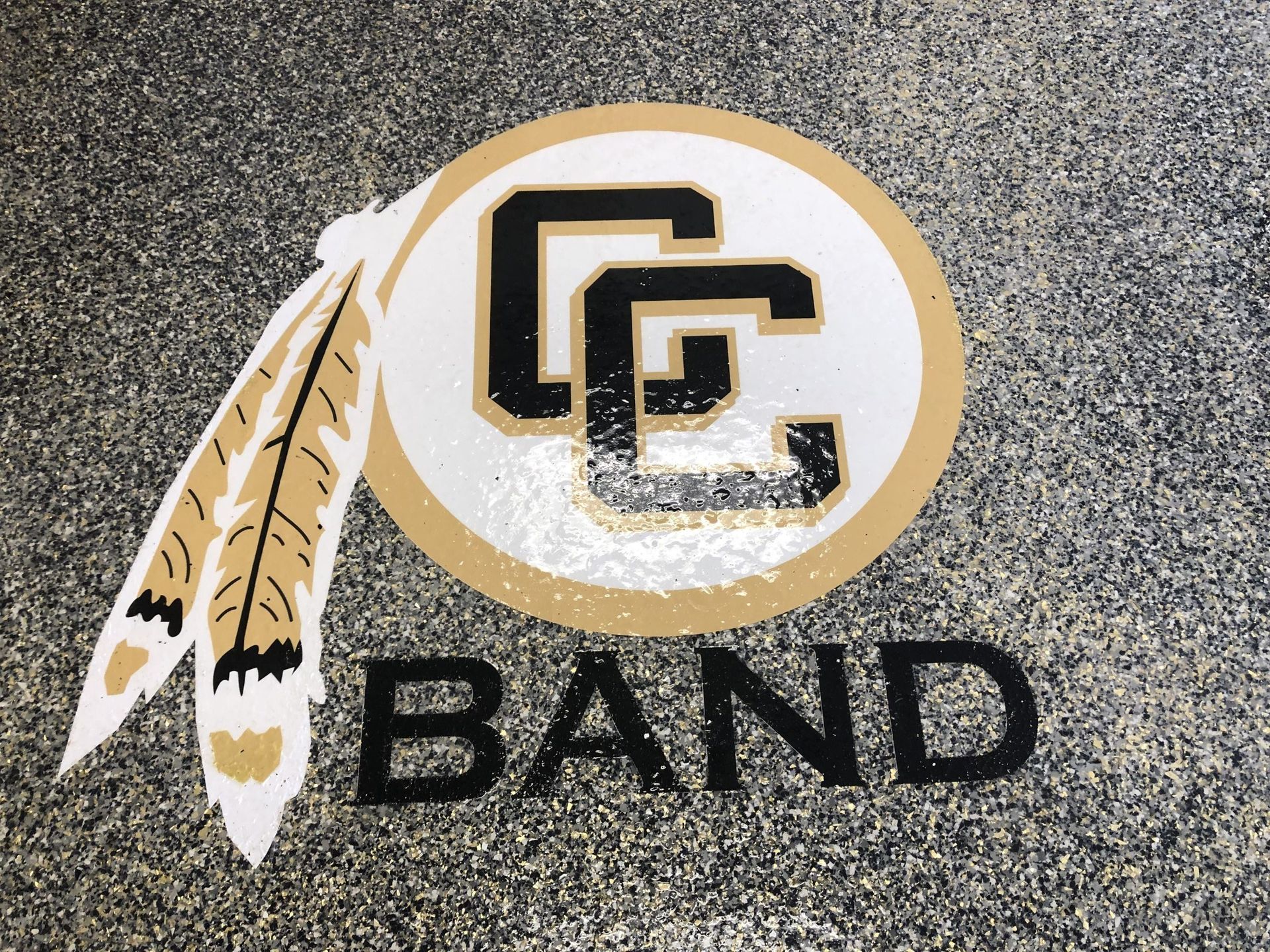 Band logo: white feathers, gold circle with black 