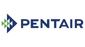 The pentair logo is blue and green and has a triangle in the middle.