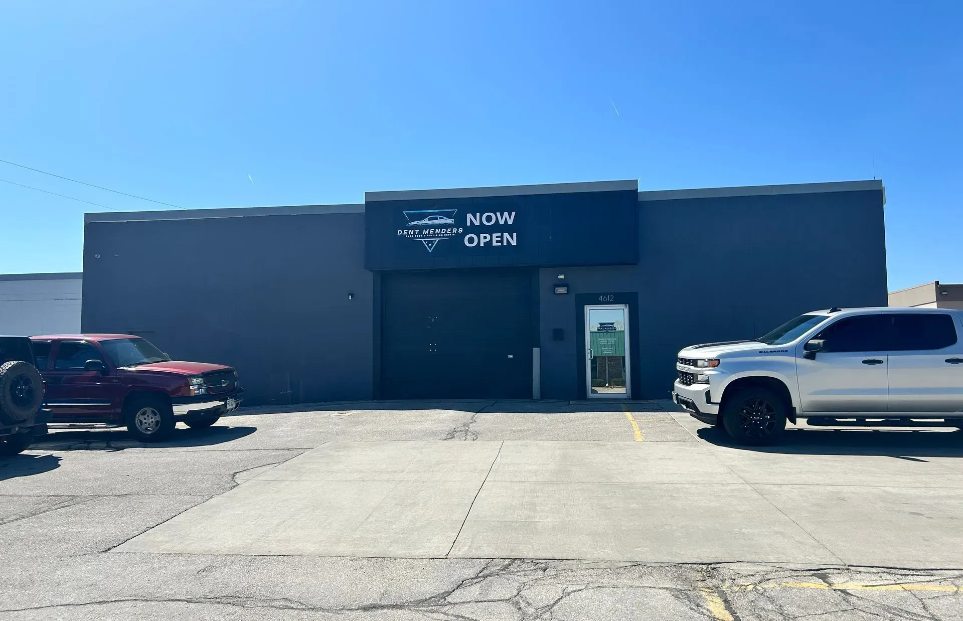 Exterior of a black building with 