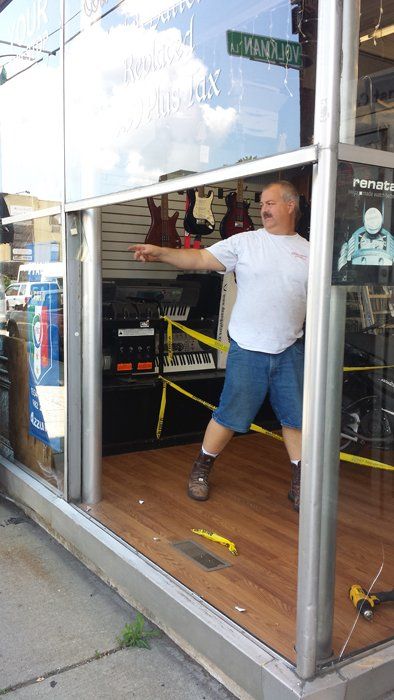 Store front glass repair